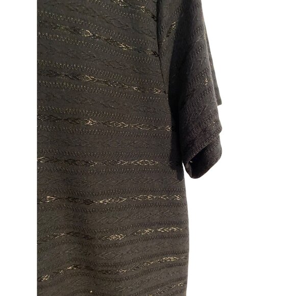 Sag Harbor Womens L Top Black on Black Textured Striped Short Sleeve Y2K Casual - Picture 9 of 9